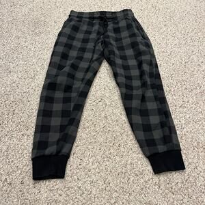 Fabletics Men's Plaid Jogger Pants Sz M Gray Lounge Active Drawstring